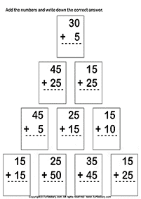 דפי עבודה בחשבון - חיבור - מעל 10 - דף מס. 1