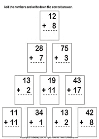 דפי עבודה בחשבון - חיבור - מעל 10 - דף מס. 3