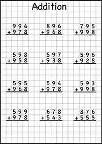 דפי עבודה בחשבון - חיבור - מעל 10 - דף מס. 105