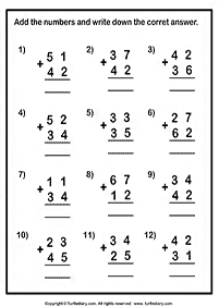 דפי עבודה בחשבון - חיבור - מעל 10 - דף מס. 9