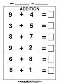 דפי עבודה בחשבון - חיבור - עד 10 - דף מס. 27