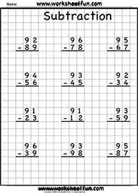 דפי עבודה בחשבון - חיסור - מעל 10 - דף מס. 27