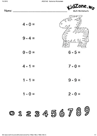 דפי עבודה בחשבון - חיסור - עד 10 - דף מס. 31