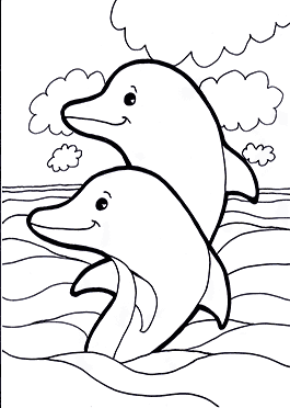 דפי צביעה חיות - דולפינים