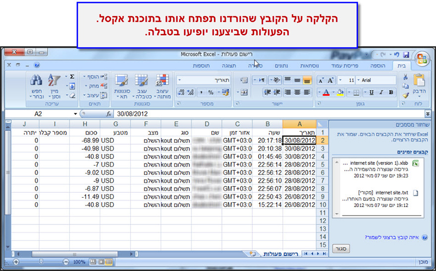 מדריך הורדת הסטוריית פעולות חשבון הפייפל שלנו לקובץ 8