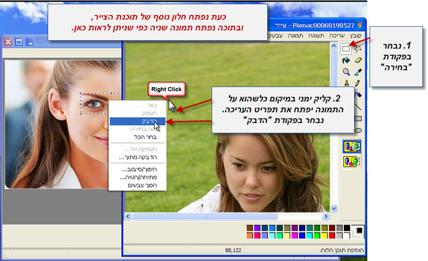 מדריך העתקת חלק מתמונה עם תוכנת צייר של Win XP 3