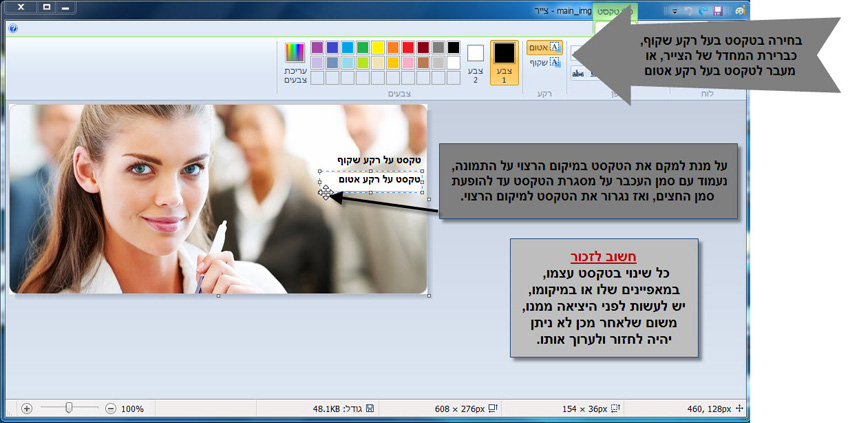 מדריך הוספת טקסט לתמונה בעזרת תוכנת צייר של win7 - 3