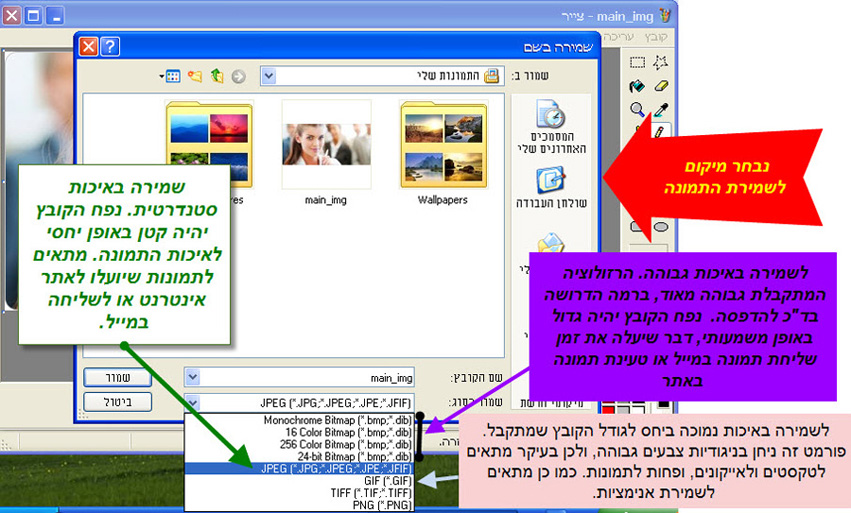 מדריך שמירת תמונה בתוכנת הצייר של Win XP 3