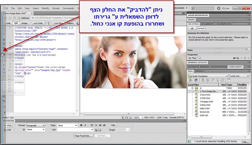 ארגון הסרגלים הצידיים ב Dreamweaver 11