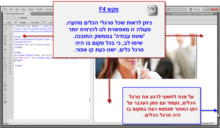 ארגון הסרגלים הצידיים ב Dreamweaver 14