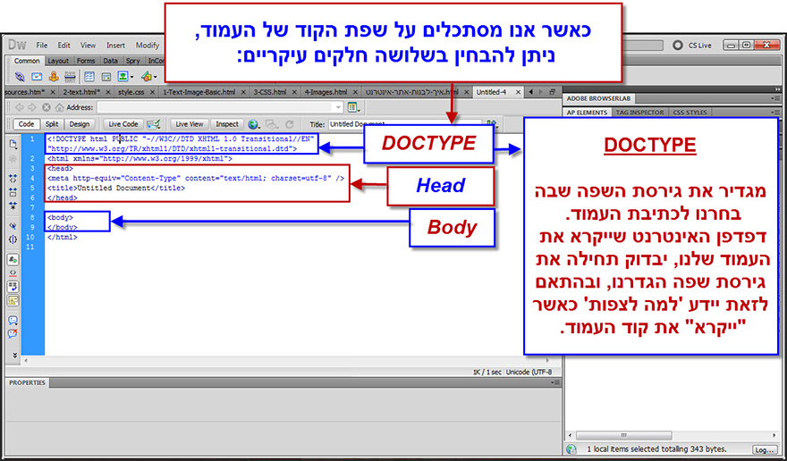 מדריך יצירת מסמך חדש עם dreamweaver 4