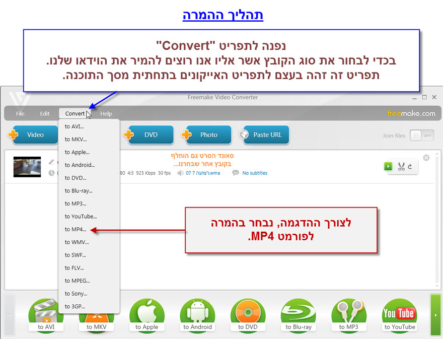 מדריך המרת קבצי וידאו עם Freemake Video Converter - 6