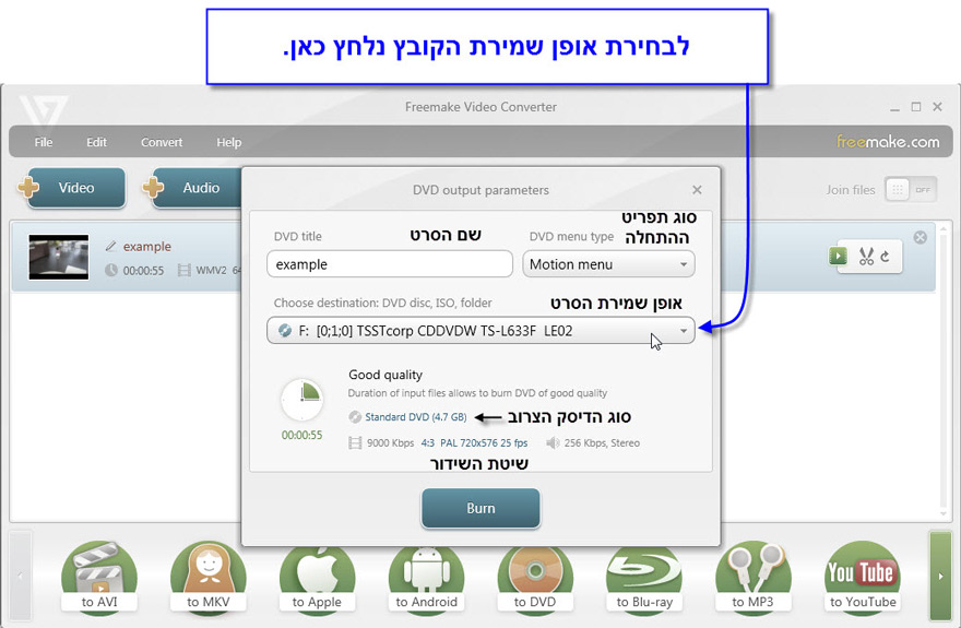 מדריך המרת וידאו ל DVD עם Freemake Video Converter - 5