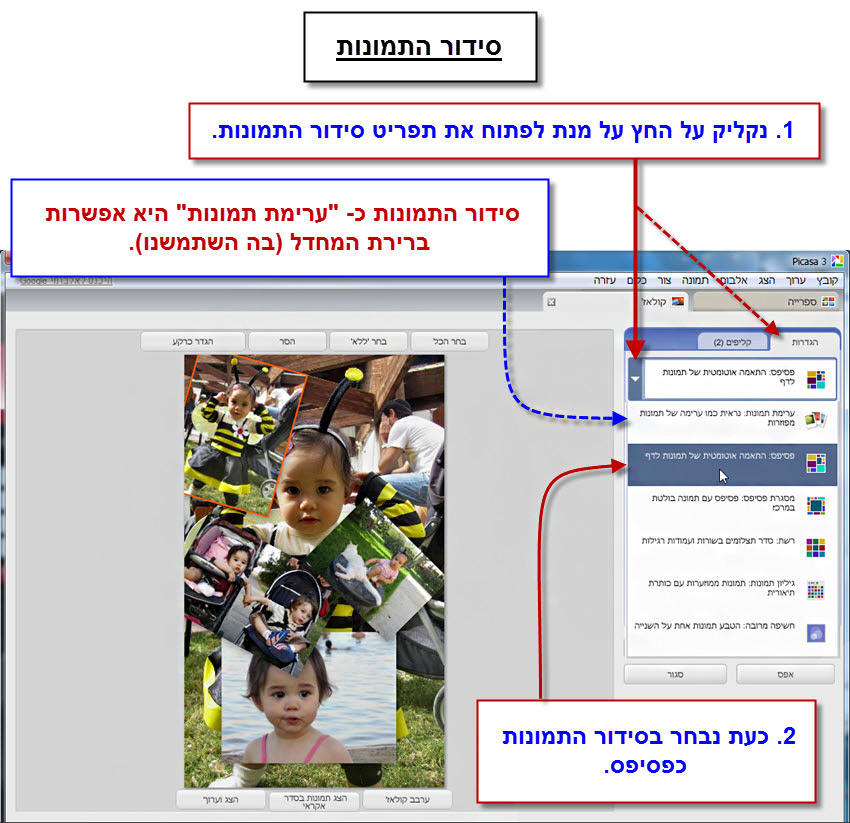 picasa collage יצירת קולאז' תמונות 10