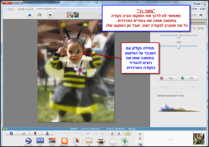 מוקד רך בפיקסה יצירת פוקוס מסביב לנקודת בחירה 2