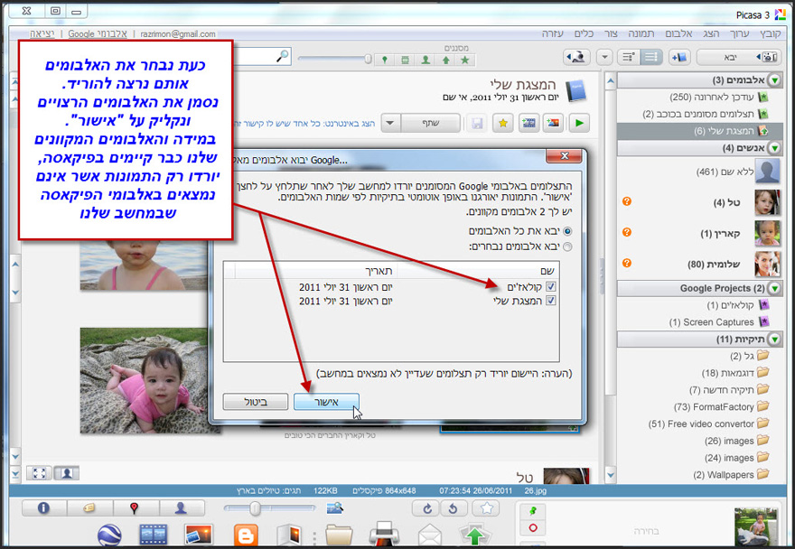 יבוא תמונות מ Picasa Web Albums 2