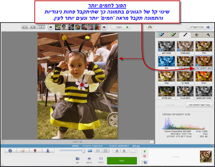 אפקט חמימות לתמונה Picasa Photo Editor 1