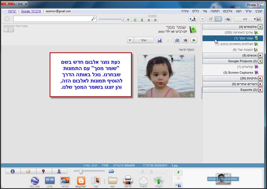 Picasa יצירת שומר מסך 5