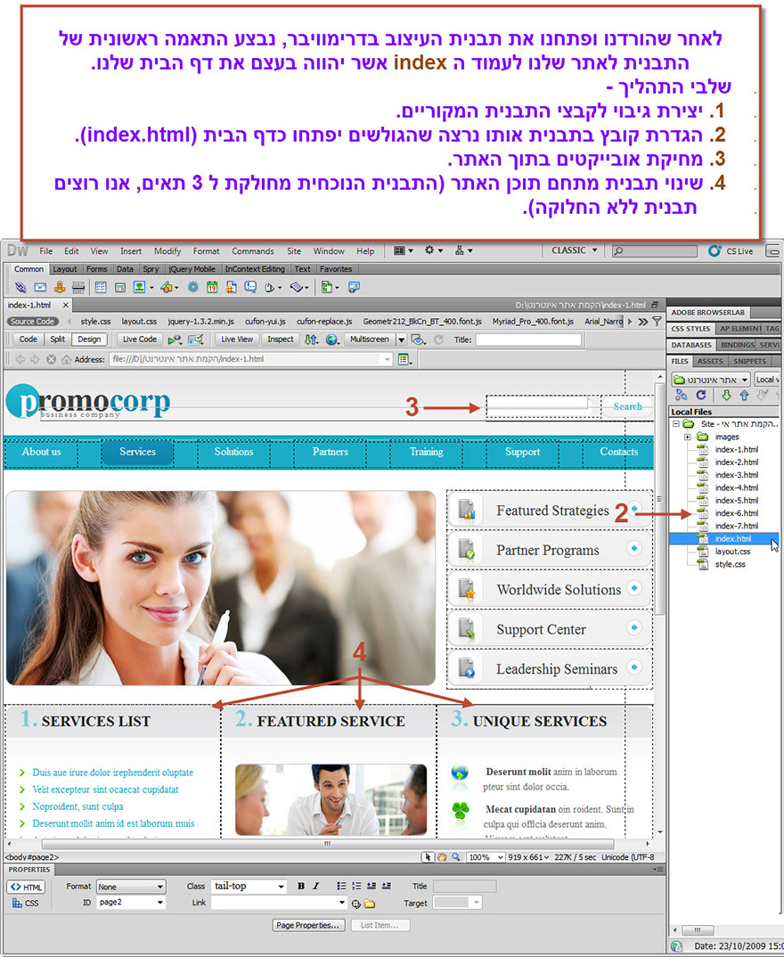 המדריך המקיף לבניית אתר - מדריך התאמה ראשונית של תבנית (טמפלט) לאתר - 1