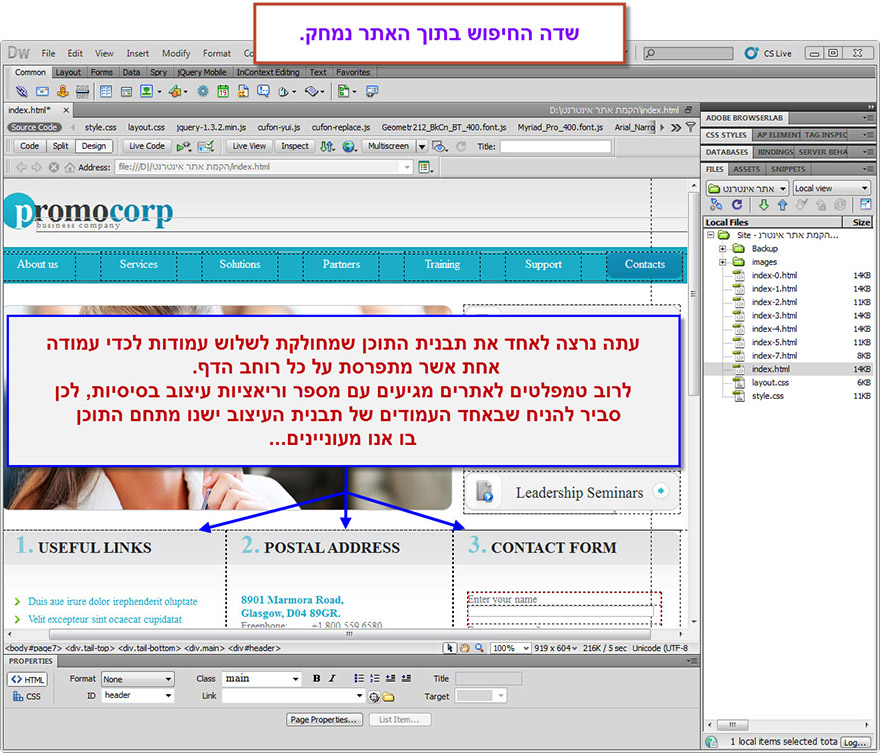 המדריך המקיף לבניית אתר - מדריך התאמה ראשונית של תבנית (טמפלט) לאתר - 16
