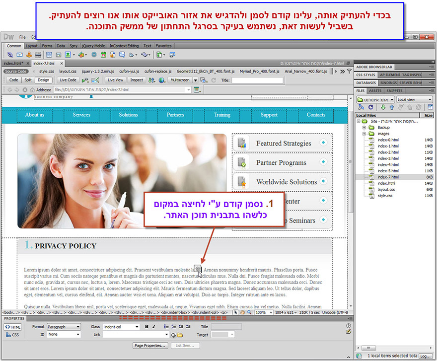 המדריך המקיף לבניית אתר - מדריך התאמה ראשונית של תבנית (טמפלט) לאתר - 18