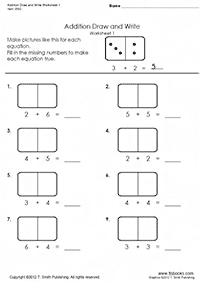 דפי עבודה בחשבון - חיבור - עד 10 - דף מס. 17