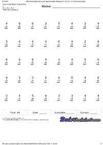 דפי עבודה בחשבון - חיסור - עד 10 - דף מס. 53