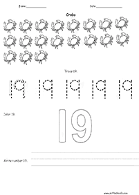 דפי עבודה מספרים - מספרים מעל 10 - דף מס. 9