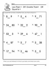 גדול או קטן מ - דפי עבודה - דף מס. 57