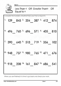 גדול או קטן מ - דפי עבודה - דף מס. 82