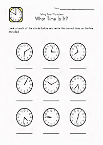 לימוד שעון - דפי עבודה להדפסה - דף מס. 37