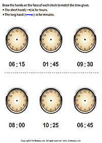 לימוד שעון - דפי עבודה להדפסה - דף מס. 61
