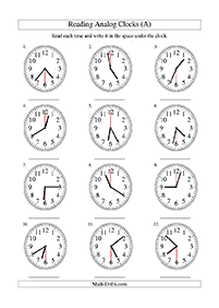 לימוד שעון - דפי עבודה להדפסה - דף מס. 72