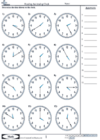 לימוד שעון - דפי עבודה להדפסה - דף מס. 79