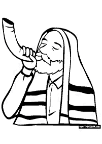 איש תוקע בשופר - דפי צביעה לראש השנה - דף מס' 1