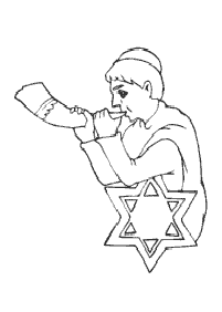 דפי צביעה לראש השנה - נער תוקע בשופר - דף מס' 17