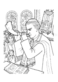 דפי צביעה לראש השנה - איש בבית כנסת תורע בשופר - דף מס' 25