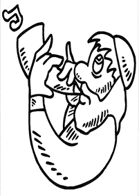 דפי צביעה לראש השנה - איש דתי תוקע בשופר - דף מס' 19