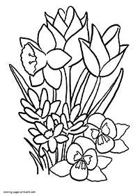 דפי צביעה פרחים (להדפסה) - דף מס. 105