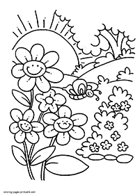 דפי צביעה פרחים (להדפסה) - דף מס. 107