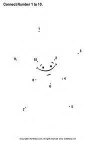 חיבור קו נקודה עד 10 (קל) - דפי עבודה לילדים - דף מס. 1