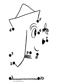 חיבור קו נקודה עד 10 (קל) - דפי עבודה לילדים - דף מס. 53