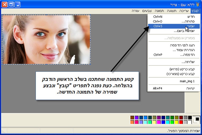 מדריך חיתוך תמונה עם תוכנת צייר של Win XP 6